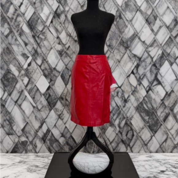 Finity Studio Dresses & Skirts - Finity Studio Vibrant Red Leather Pencil Skirt